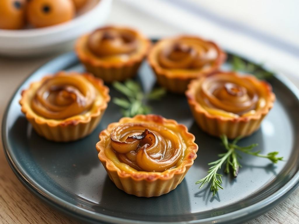 Mini tartes tatins d'oignons caramélisés