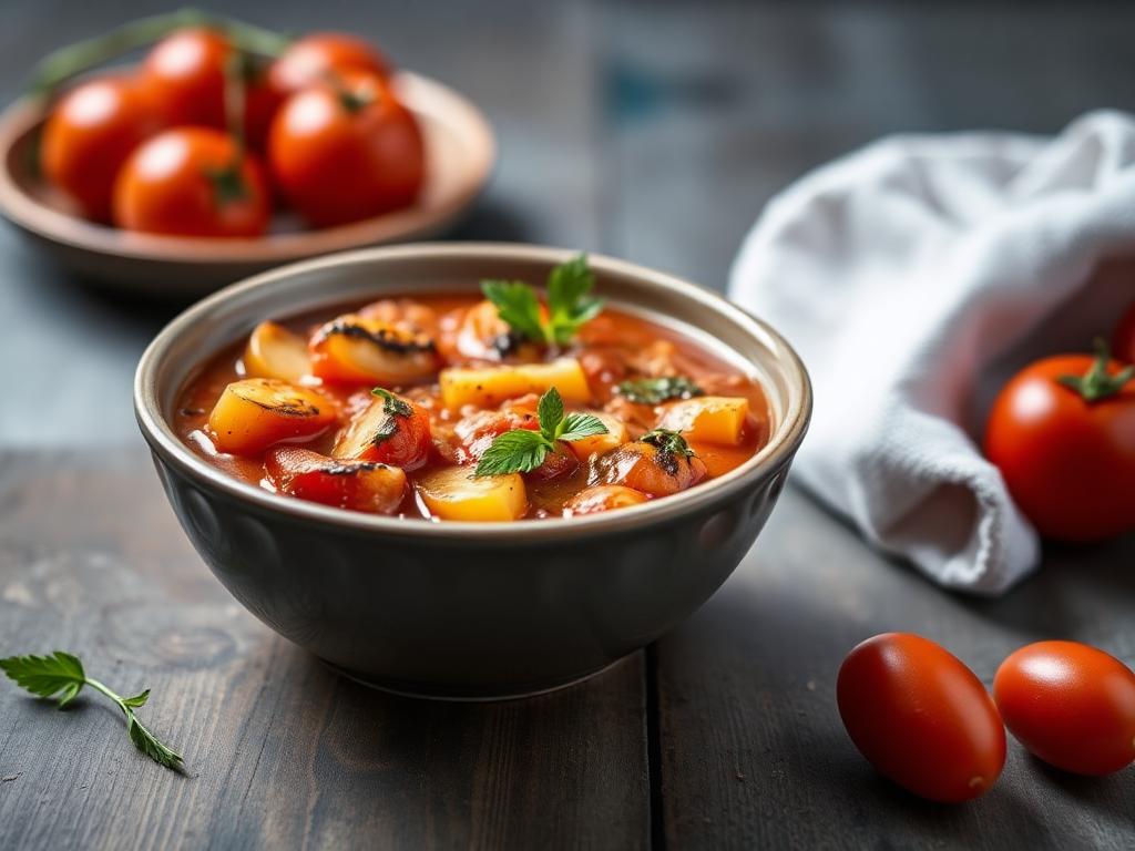 Gaspacho aux tomates fraîches et poivrons grillés