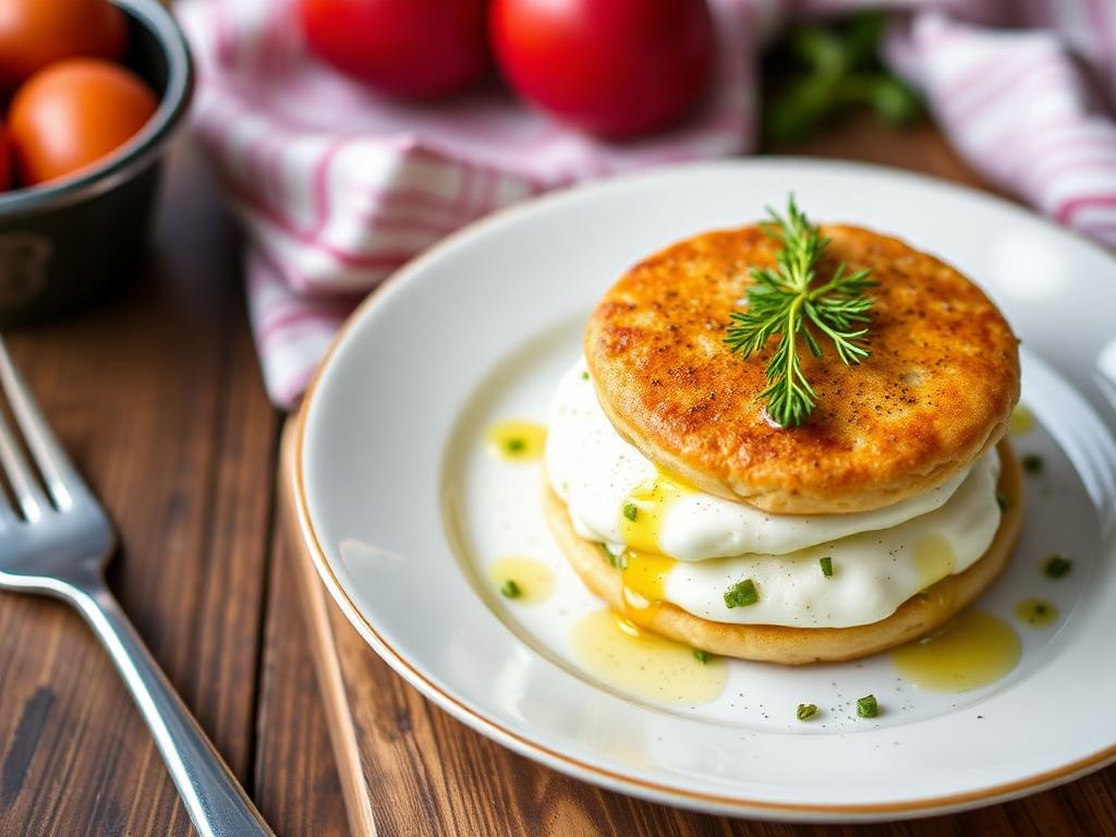 Gaufres aux épinards, oeufs pochés et lard grillé