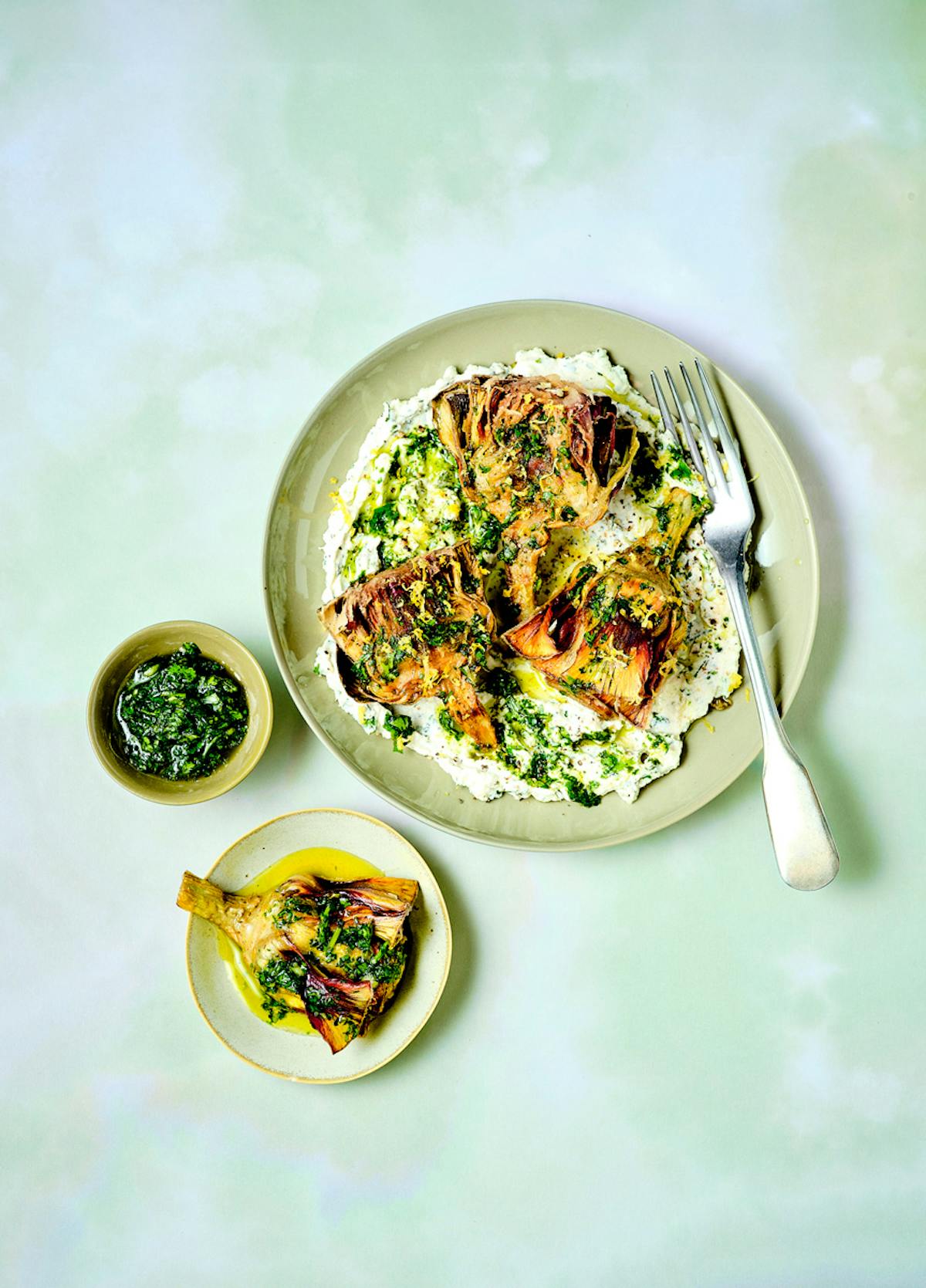 Artichauts frits, ricotta et gremolata