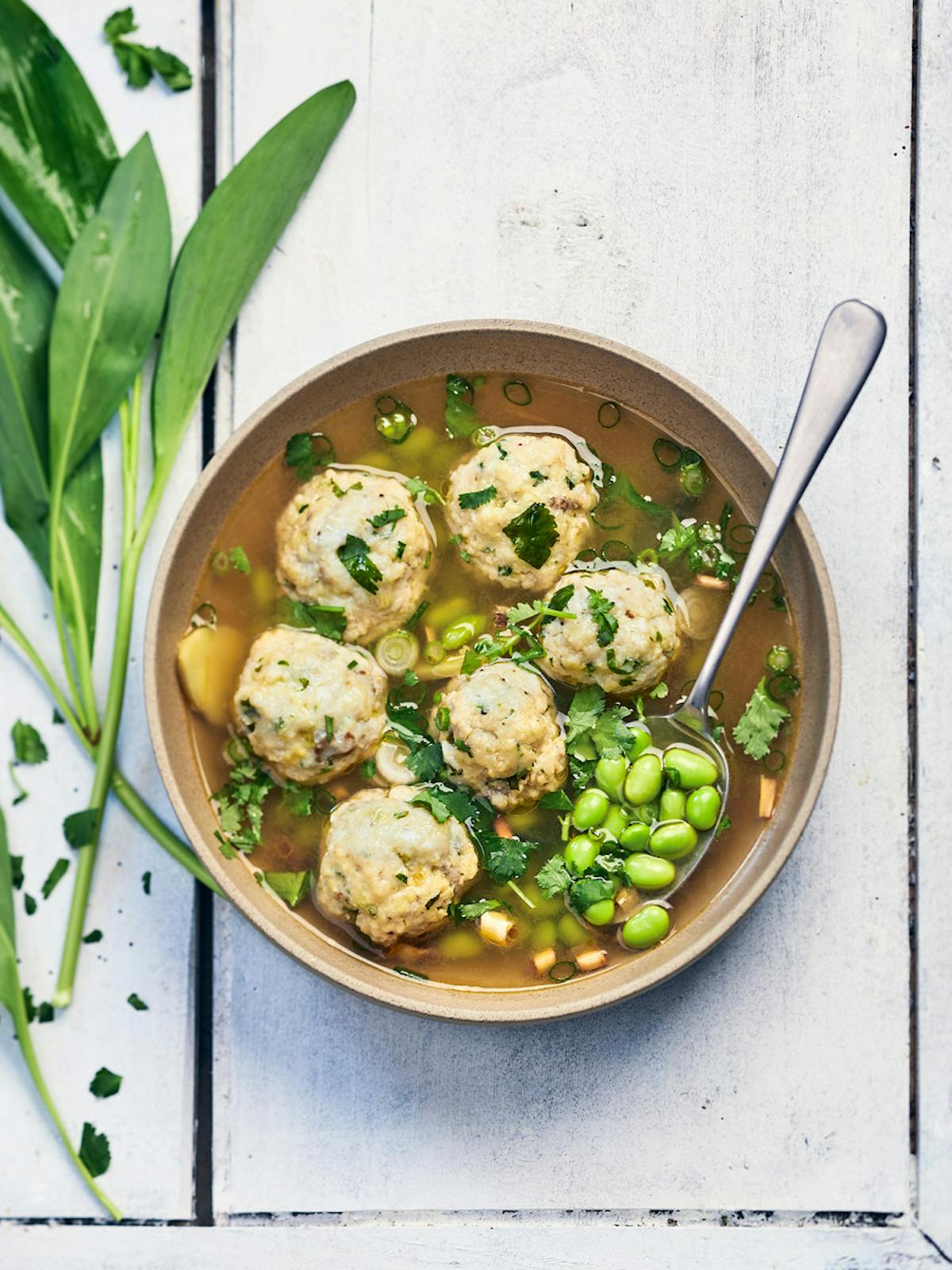 Boulettes de poisson au bouillon d'edamames