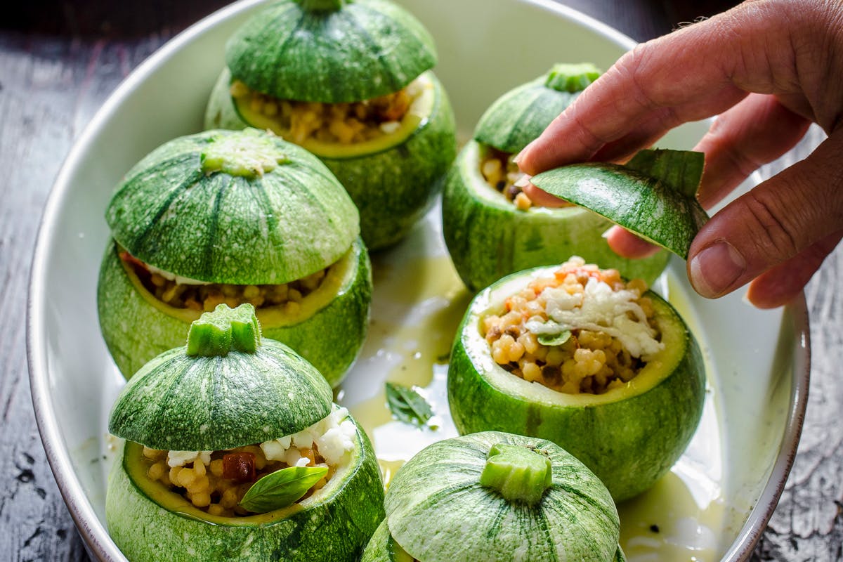 Courgettes rondes farcies à l'italienne